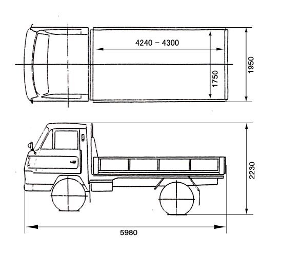 2t平トラックロング車輌寸法図 高所作業車のエキスパートレンタル 株式会社スカイワーク京都