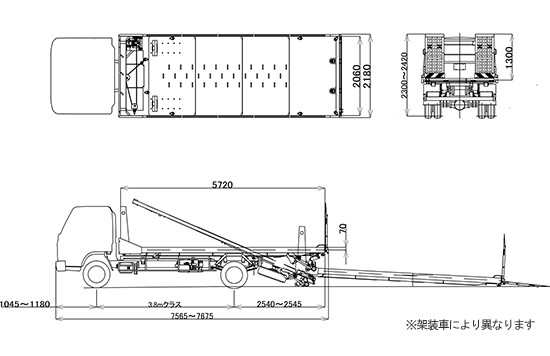 積載車 セルフローダー 車輌寸法図 高所作業車のエキスパートレンタル 株式会社スカイワーク京都